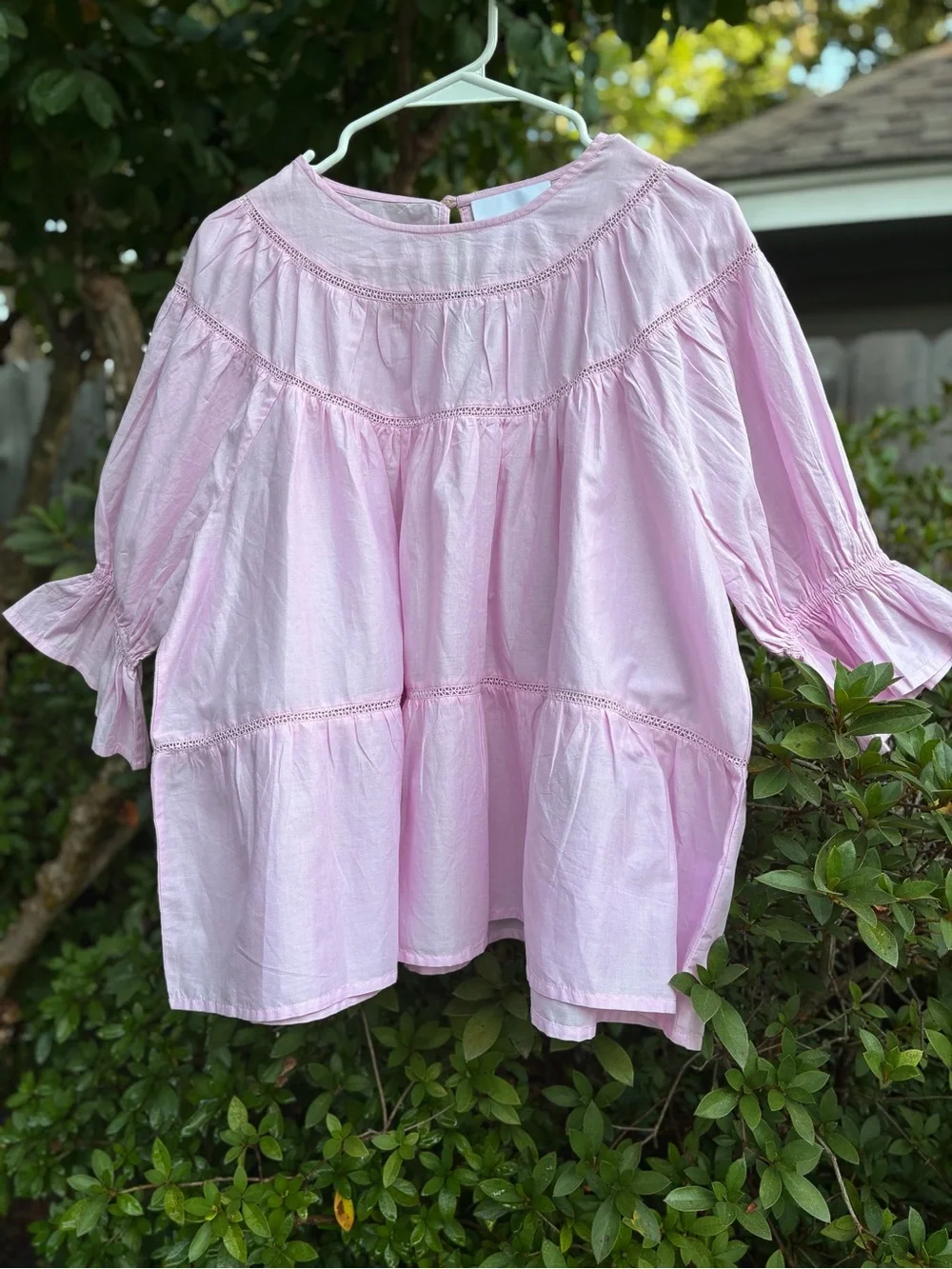 MERLETTE NWOT Sol Top in Pink Peony Babydoll Tiered Size Small